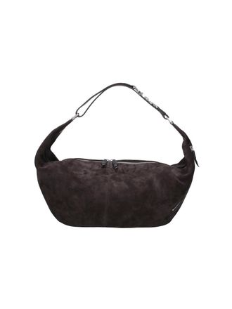 Christophe Lemaire Brown Quiver Clip Large Suede Shoulder Bag
