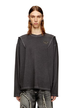 Diesel Long-sleeve T-shirt with faded effect - T-Shirts - Unisex - Grey
