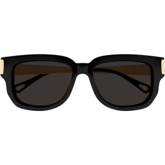 Chlo&eacute; 54mm Rectangular Sunglasses in Black at Nordstrom