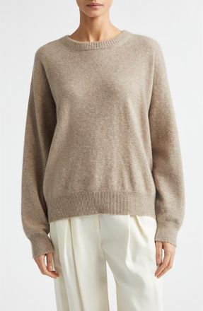 Johnstons of Elgin Boyce Brushed Cashmere & Silk Crewneck Sweater in Cloud Stone at Nordstrom, Size X-Small