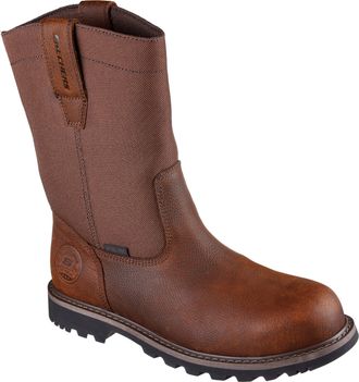 Skechers Oxford Shaft Longrider Highland Hill Mens Steel Toe Industrial Wellington Boots, Brown, 11.5