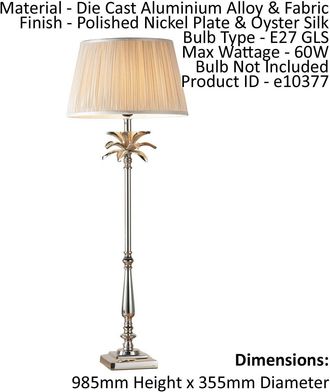 Loops Table Lamp Polished Nickel Plate & Oyster Silk 60W E27 Base & Shade e10377