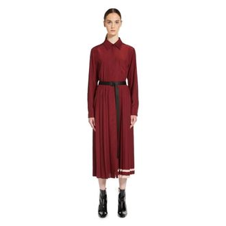 Max Mara Overhemdjurk van Cr&ecirc;pe de Chine - Dames - Jurken - Rood - Maat: L Leer