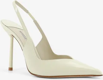 Le Silla Womens D&eacute;collet&eacute; Vivienne Patent Leather White Pumps High Heel Shoes