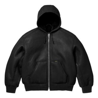 SUPREME FW25 x Schott Shearling Hooded Work Jacket Black SUP-FW25-051-BLK