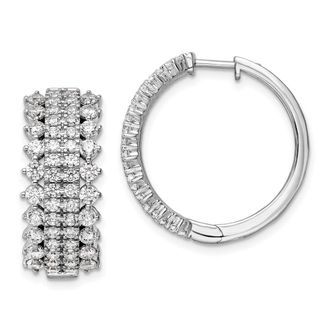 Diamond2Deal 14K White Gold 3 ct Lab Grown Diamond Hinged Hoop Earrings VS Clarity, G-H Color