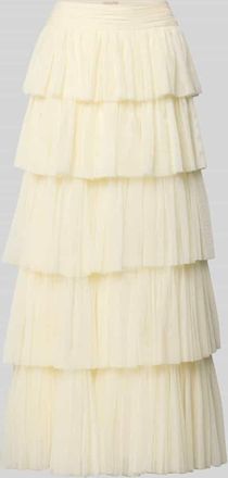 Lace & Beads Maxirock aus T&uuml;ll im Stufen-Look in Offwhite, Gr&ouml;&szlig;e XXS