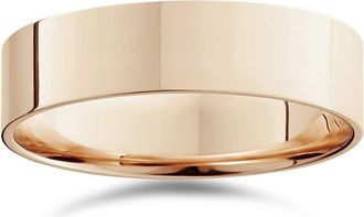 Pompeii3 6mm Flat High Polished Plain Wedding Band 14K Rose Gold Size Selectable