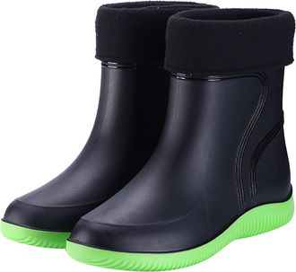 Generic Heeled Round Boots Rain Women Buckle Shoe Toe Middle Womens Boots Women Rain Boots 11 Wide (GN2, 4.5)