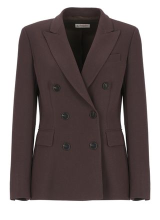 Alberto Biani Brown Double-Breasted Classic Lapel Tailored Jacket