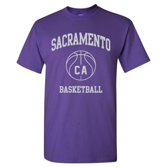 UGP Campus Apparel Classic Basketball Arch Basic Cotton T-Shirt - Purple - Large