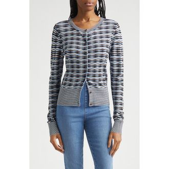 Veronica Beard Cambria Button Front Knit Cardigan in Blue Jay Multi at Nordstrom, Size X-Small