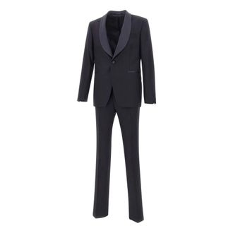 Tagliatore Single Breasted Suits, male, Black, Size: 2XL Single-breasted Shawl Lapel Suit