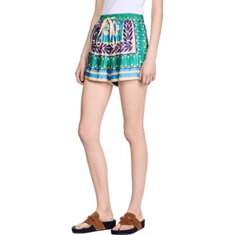 Sandro Short floral print shorts in Green /Purple at Nordstrom, Size 34 Eu