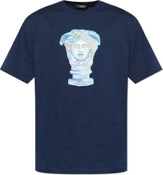 Versace T-shirt met Medusa-hoofd - Heren - T-shirts - Blauw - M - Katoen - Tops