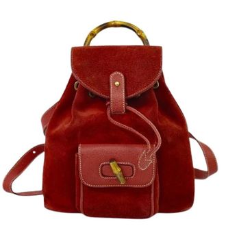 Gucci Pre-owned Backpacks, female, Red, Size: ONE SIZE Pre-owned Suede Backpack