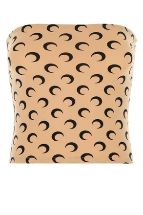 Marine Serre Beige Moon Print Tube Top