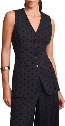 Mint Velvet Polka Dot Longline Waistcoat in Blue at Nordstrom, Size 10