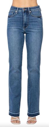 Judy Blue High Waist Control Top Slim Boot Denim In Medium Blue Wash Wash