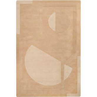 Beliani Area Rug Beige Wool Rectangular Shape Geometric Pattern 200 x 300 cm Modern Style Living Room GAYA