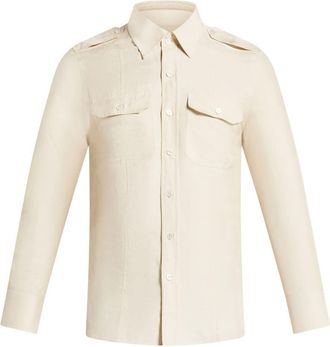 Tom Ford long sleeve shirt - men - Cotton/Silk/Mother of Pearl - 41 - Neutrals