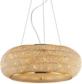 Ideal Lux Pasha - Colgante De 10 Luces De Techo Dorado Con Cristales, E14 - Ideal Lux