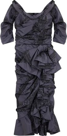 Moschino Lange elegante jurk met V-hals - Dames - Maxi kleedjes - Grijs - S - Polyester - Kleedjes