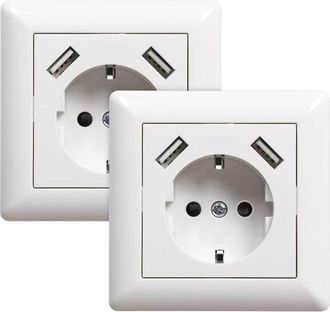 OEM Toma De Corriente Usb Empotrada Con Puerto Usb (m&aacute;x. Sistema 55). Enchufe De Pared Con Contacto De Seguridad Para Smartphone/reproductor Mp3, Blanco B