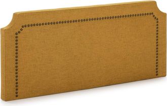 HOMN Cabecero tapizado 160x60 cm mostaza, tachuelas en color marrón