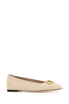 Valentino Garavani Womens Ivory Leather Vlogo Signature Ballerinas Butterwhite Ballerine Flat Shoes