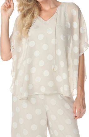 Joseph Ribkoff Polka Dot Chiffon Poncho Top In Moonstone