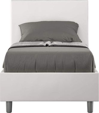 Les Tendances Letto Singolo rivestito in Similpelle - ADELE - Colore: Bianco - Tipologia Letto: Con Rete e Contenitore - Dimensione Rete: 80x190