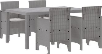vidaXL Garden Dining Set 5 pcs Light Grey Polt rattan Vidaxl