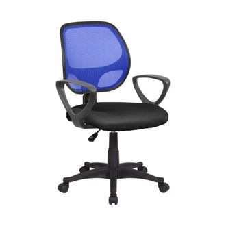 Serena Serena - Silla De Oficina Geraldton, Silla Operativa De Malla Con Reposabrazos, Asiento De Oficina Ergon&oacute;mico, Cm 56x57h88/100, Negro Y Azul