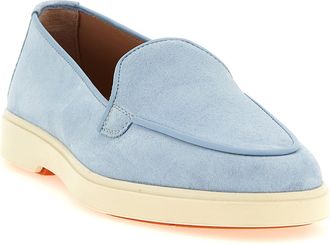Santoni Womens Blue Calfskin Slip-On Loafers