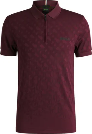 BOSS Active quick-dry polo shirt with gradient monogram jacquard