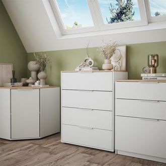 Vicco Aparador Betti, Blanco/sonoma, 120 X 83.6 Cm Con 4x Cajones