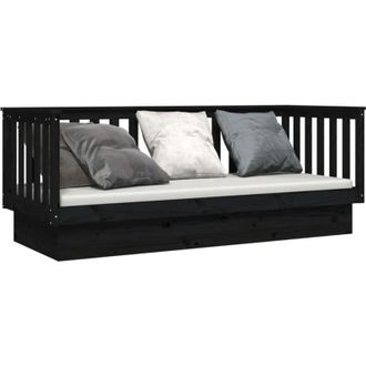 vidaXL Vidaxl - Day Bed without Mattress Black 75x190 cm Small Single Solid Wood Pine
