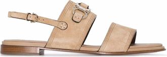 Ferragamo Ferragamo Gancini-Plaque Suede Sandals