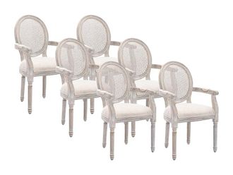 VENTE-UNIQUE.COM Set de 6 sillas madera beige