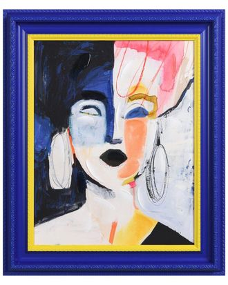 Empire Art Direct Abstract Diva Hand-Painted Embellished Canvas Wall Art With Baroque Frame