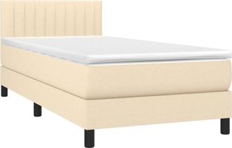 vidaXL Cama Box Spring Colch&oacute;n Y Luces Led Tela Crema 80x200 Cm Vidaxl