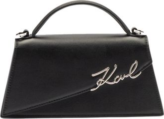 Karl Lagerfeld Signature Slim Crossbody - Dames - Handtassen - Zwart - ONE Size - Leer - Tassen