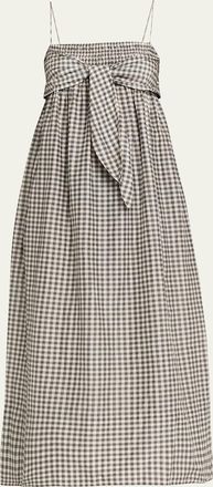 Vince Tie-Front Gingham Midi Dress
