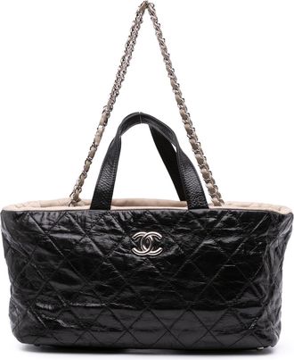 Chanel Pre-owned Womens Quilted Leather Tote - Black - One Size