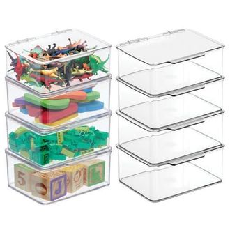 mDesign Plastic Playroom/Gaming Storage Organizer Box, Hinge Lid, 8 Pack in Clear at Nordstrom