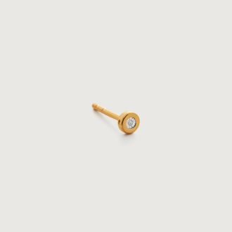 Monica Vinader Gold Linear Diamond Single Stud Earring Diamond