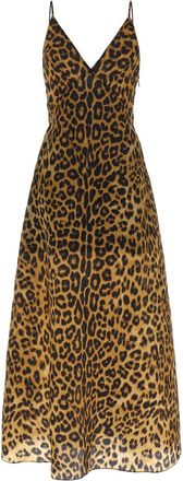 Alberta Ferretti Brown V-Neck Sleeveless Long Dress