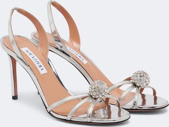 Aquazzura Crystal Bubble leather slingback sandals