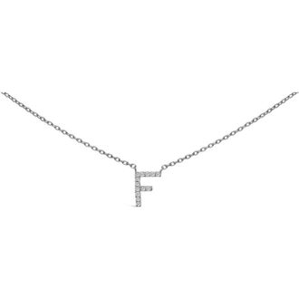 House of Brilliance 10K White Gold Diamond Accent A-Z Block Initial Pendant Necklace in White Gold | F at Nordstrom